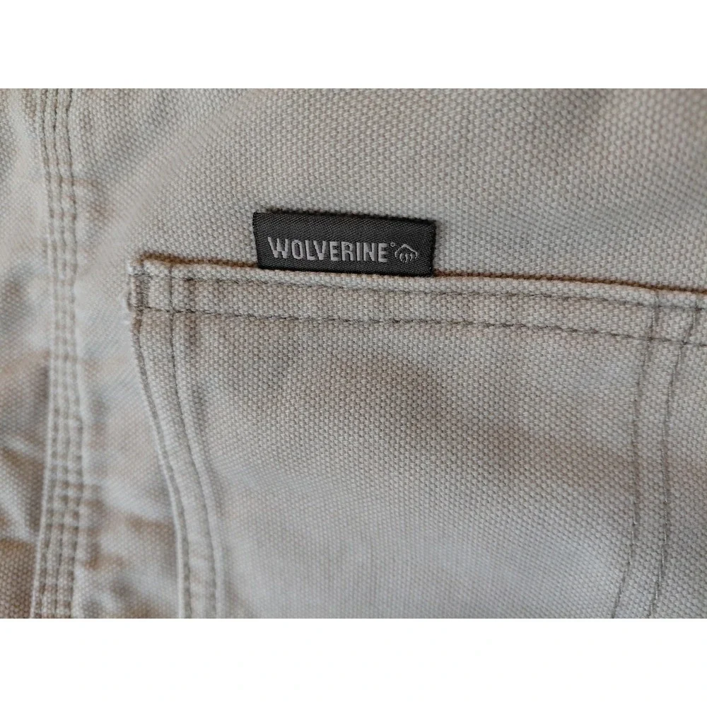 Wolverine Mens Flannel Lined Canvas Carpenter Work Pants Tan Khaki 36x30